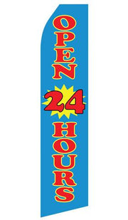 Blue Open 24 Hours Feather Flag | Stock Design - Minuteman Press formely La Luz Printing Company | San Antonio TX Printing-San-Antonio-TX