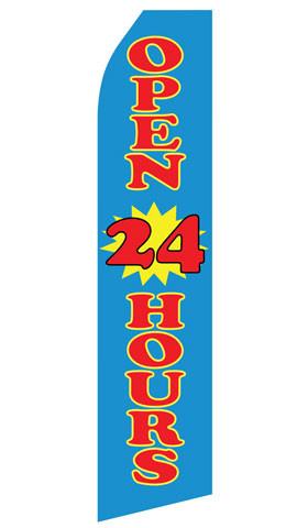 Blue Open 24 Hours Feather Flag | Stock Design - Minuteman Press formely La Luz Printing Company | San Antonio TX Printing-San-Antonio-TX