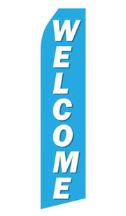 Blue Welcome Feather Flag | Stock Design - Minuteman Press formely La Luz Printing Company | San Antonio TX Printing-San-Antonio-TX