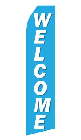 Blue Welcome Feather Flag | Stock Design - Minuteman Press formely La Luz Printing Company | San Antonio TX Printing-San-Antonio-TX