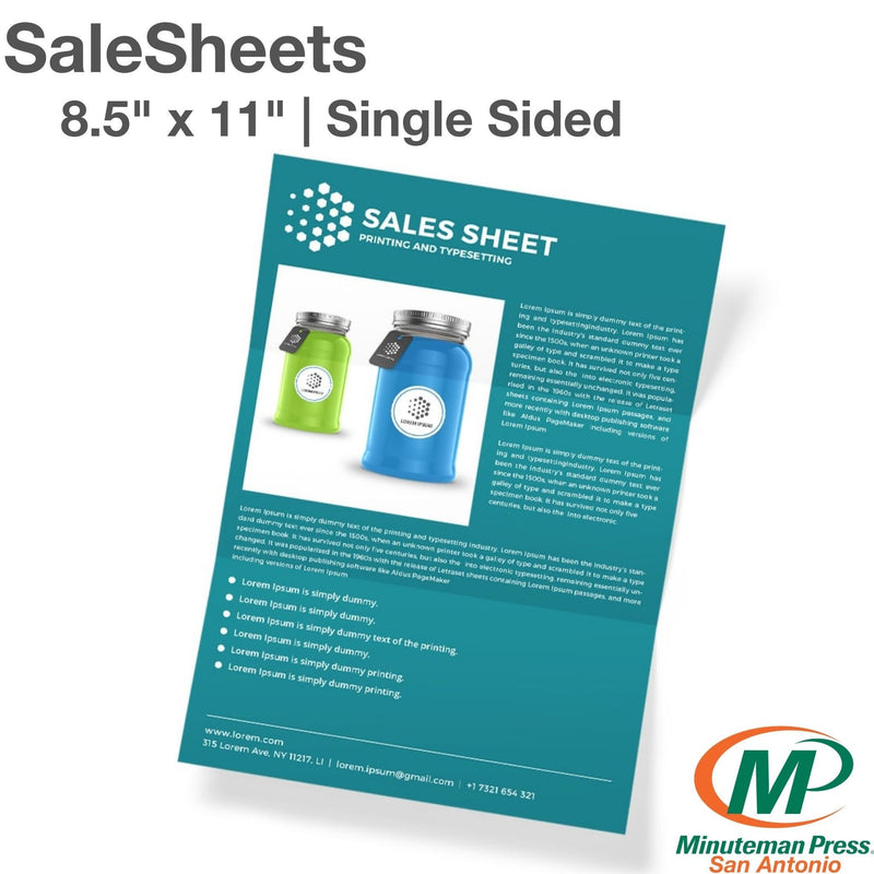 Full Color Salesheets | Single Sided - Minuteman Press San Antonio TX Printing Company-San-Antonio-TX