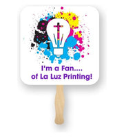 Full Color Square Shape Hand Fans - Minuteman Press formely La Luz Printing Company | San Antonio TX Printing-San-Antonio-TX
