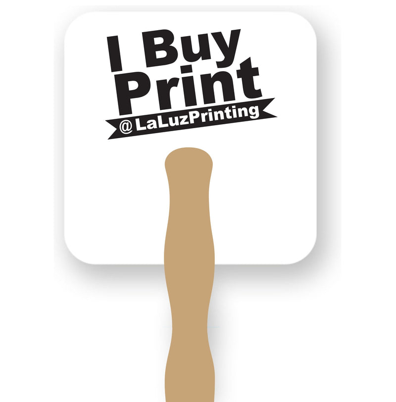 One Color Ink Square Shape Hand Fan - Sandwich Hand Fans - Minuteman Press formely La Luz Printing Company | San Antonio TX Printing-San-Antonio-TX