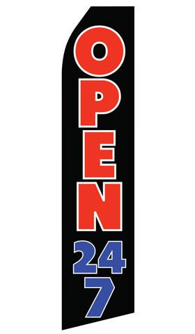 Open 24/7 Feather Flag | Stock Design - Minuteman Press formely La Luz Printing Company | San Antonio TX Printing-San-Antonio-TX