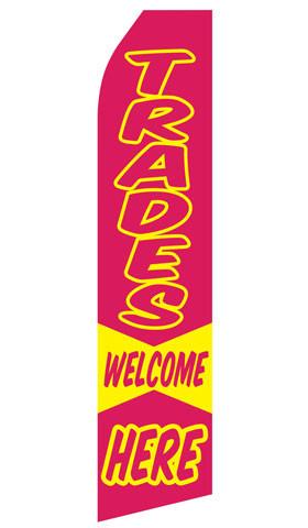 Trades Welcome Here Feather Flag | Stock Design - Minuteman Press formely La Luz Printing Company | San Antonio TX Printing-San-Antonio-TX