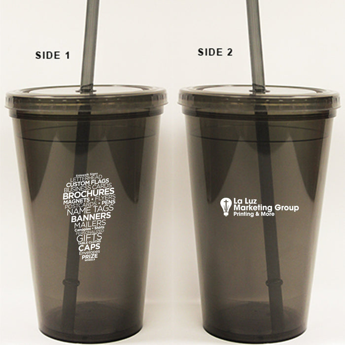 personalised plastic tumbler with straw - Custom Promotional Gift Shop