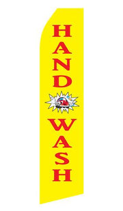 Yellow Hand Wash Feather Flag | Stock Design - Minuteman Press formely La Luz Printing Company | San Antonio TX Printing-San-Antonio-TX