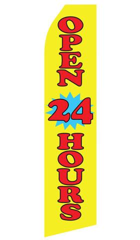 Yellow Open 24 Hours Feather Flag | Stock Design - Minuteman Press formely La Luz Printing Company | San Antonio TX Printing-San-Antonio-TX
